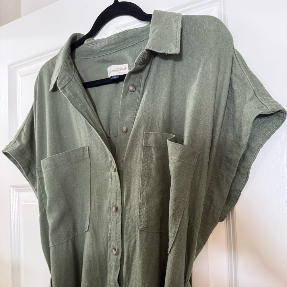 Universal Thread Olive Green Button-Front Maxi Shirt Dress - Picture 6 of 10